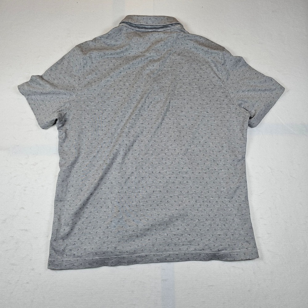 UNTUCKit Mens XL Gray Striped Geometric Print Cotton Short Sleeve Polo Shirt - Picture 7 of 7